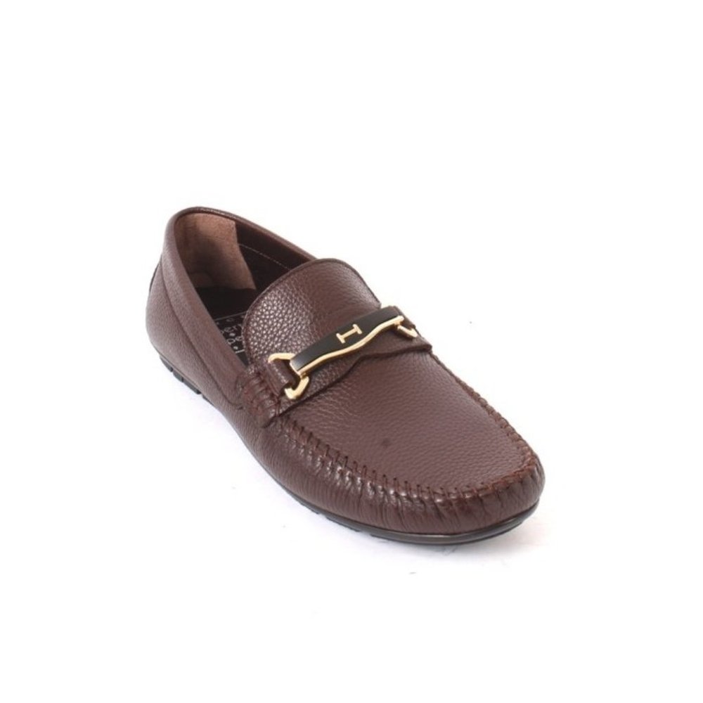 ROBERTO SERPENTINI 54400 Brown Leather Moccasins Loafers Shoes